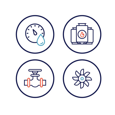 Brand icons for HVAC services.