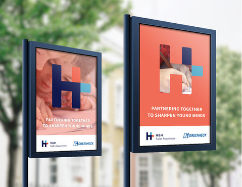 Two sign examples of how this logo and brand design can work.