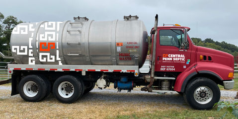 A concept design for how the new logo and brand design can be incorporated on their septic trucks.