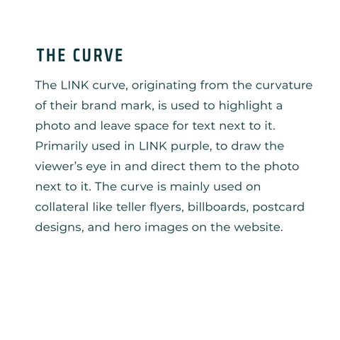 The four curves that make up the linking elements of the logo are used as a design element as well.