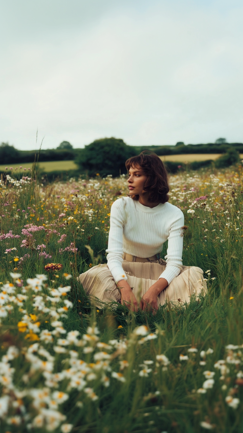 Young Woman in White Sweater