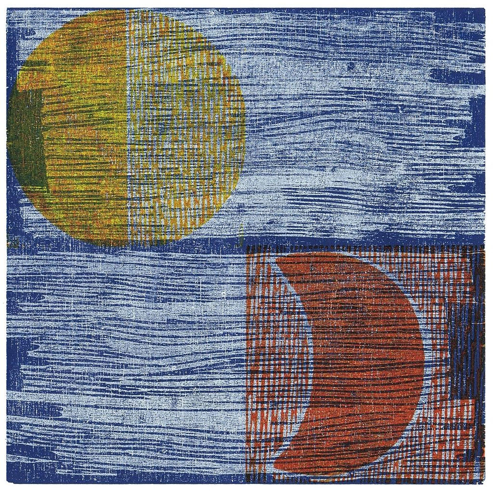 Holzschnitt "Sonne und Mond"