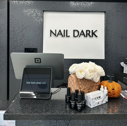 Modern nail salon reception at our Coney Island studio - clean, welcoming front desk in Brooklyn.