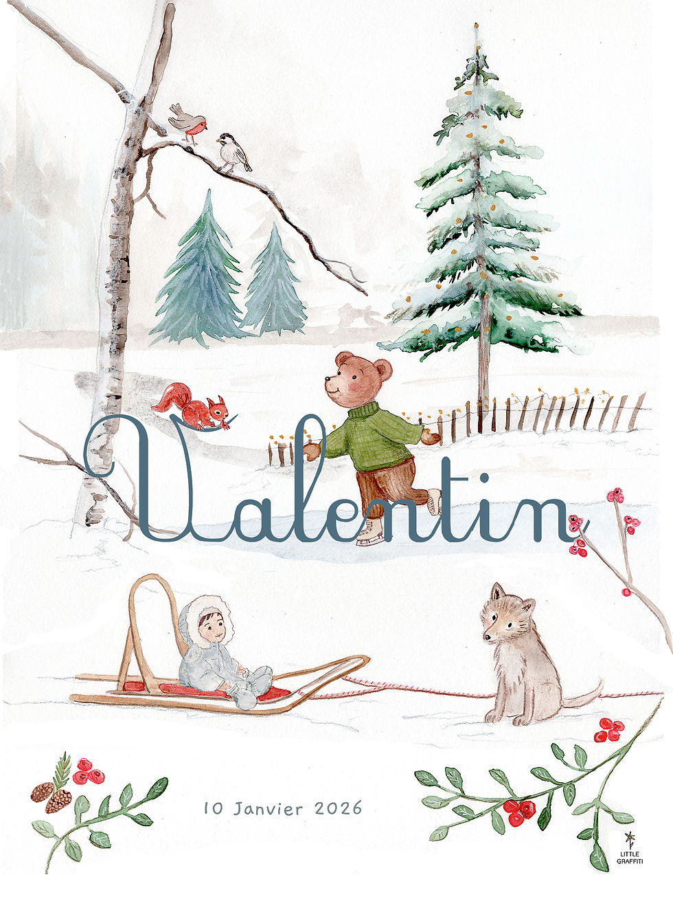 Miniature : tableau prénom bébé conte d'hiver