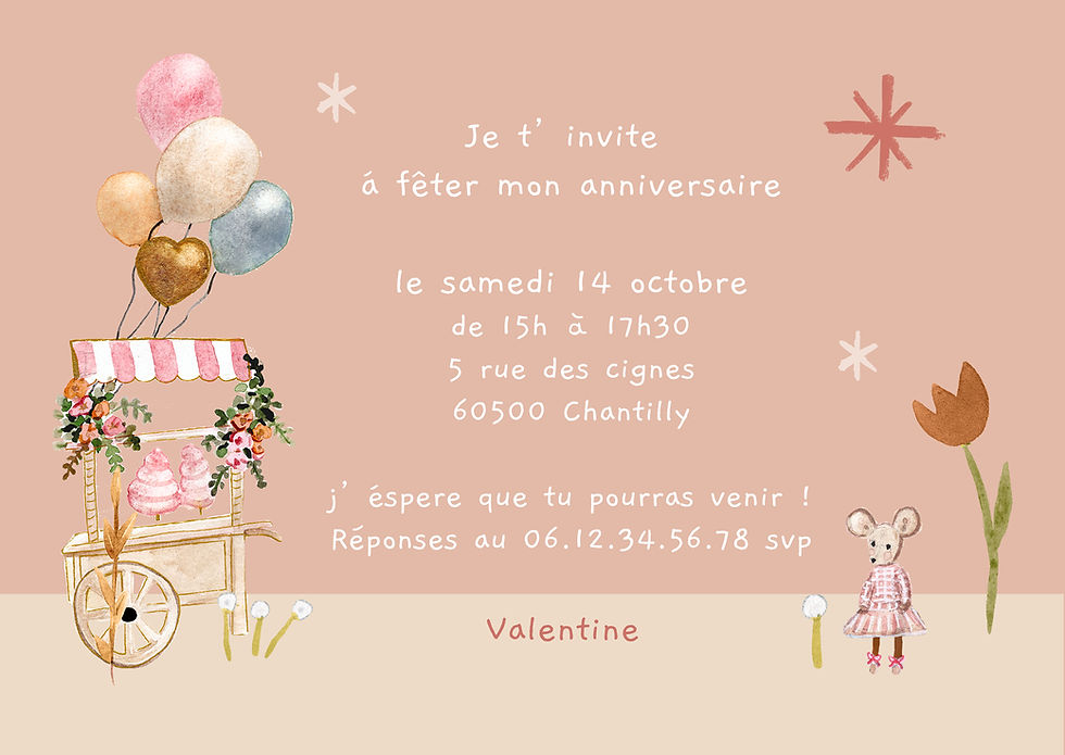 Miniature : carte d'invitation anniversaire fille licorne enchantée