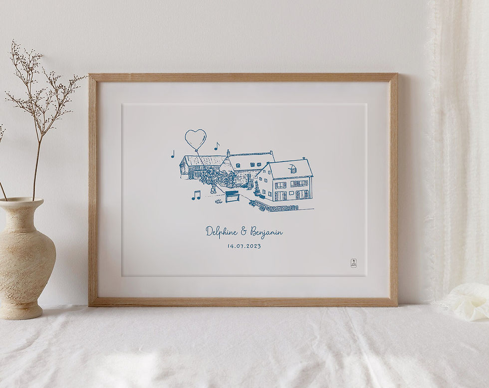 Miniature : Illustration personnalisée du lieu de votre mariage dessinée à la main