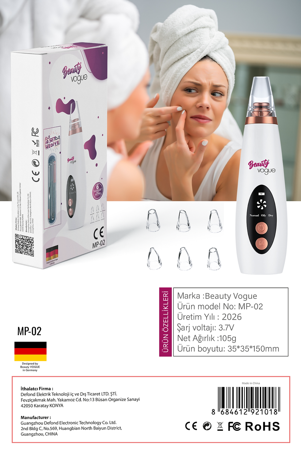 Miniaturbild: Beauty Vogue Vakumlu Siyah Nokta-akne-sivilce-clean Yüz-cilt Temizleme Bakım Cih