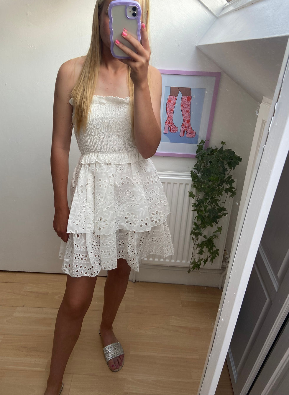 Thumbnail: Cute White Bandeau Detailed Dress