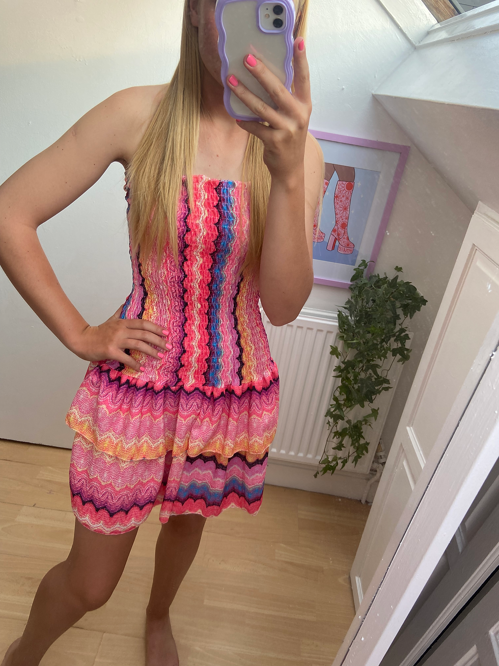 Thumbnail: Pink Missy Bandeau Frill Dress