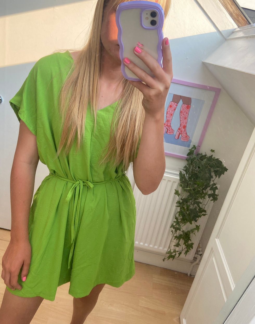 Thumbnail: Basic Green V Neck Tie Playsuit