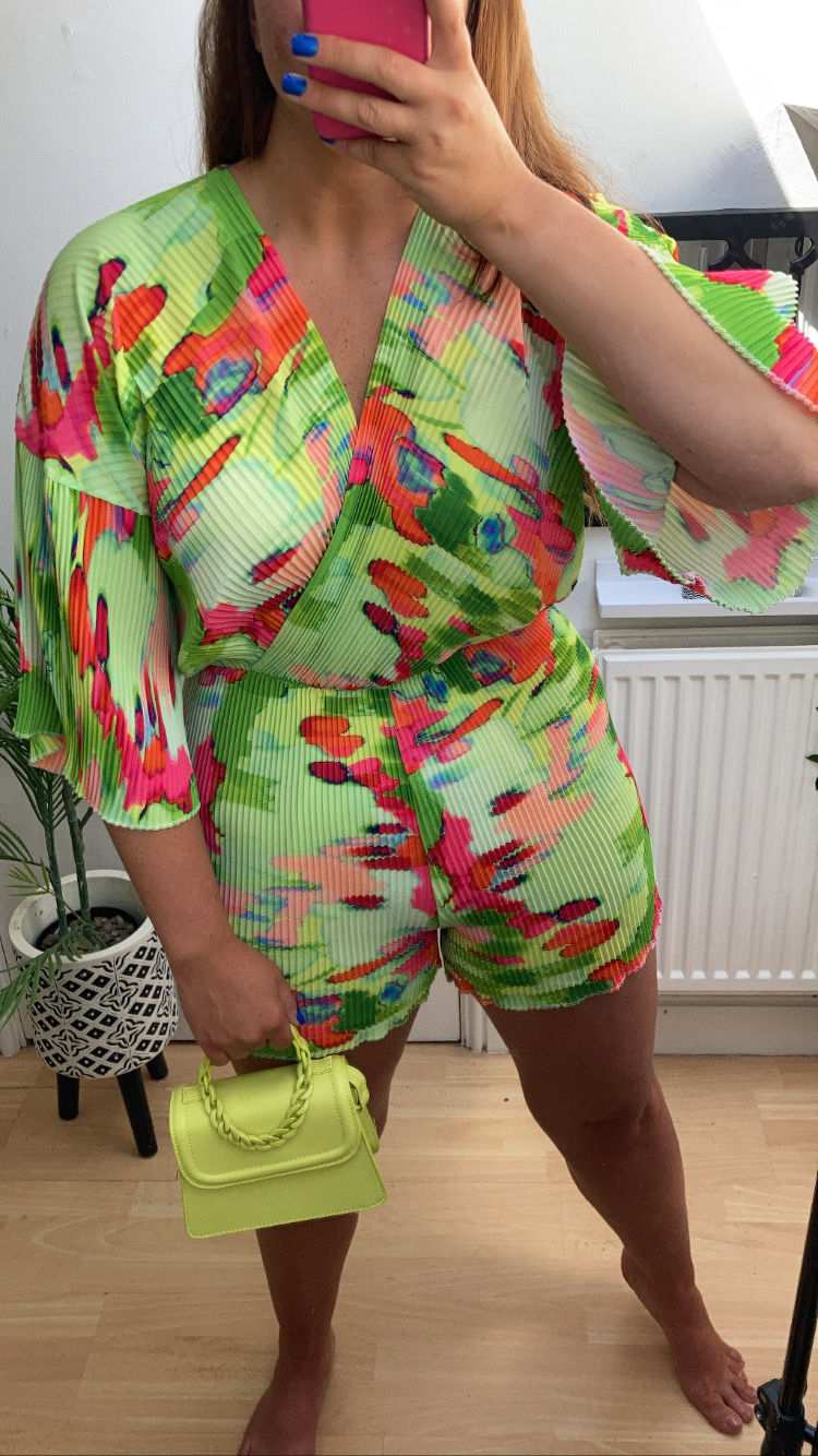 Thumbnail: Lime green pattern playsuit 