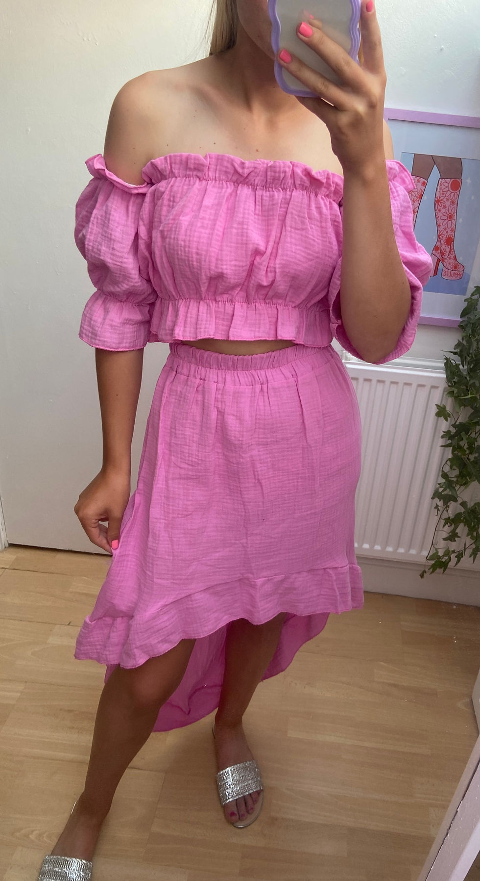 Thumbnail: Pink Frill Detail Skirt and Top Co-Ord