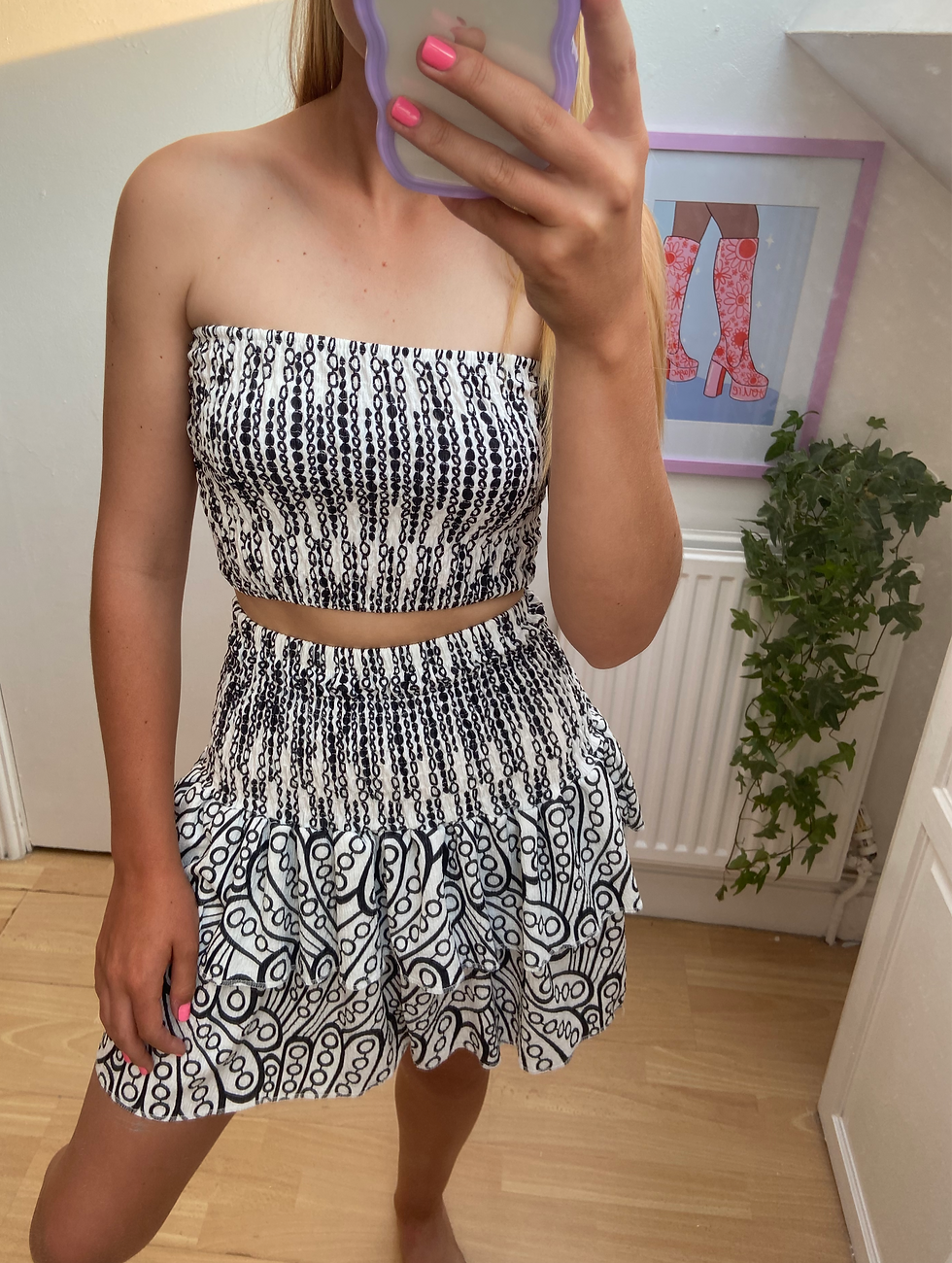 Thumbnail: Black and White Bandeau and Skirt Co-ord