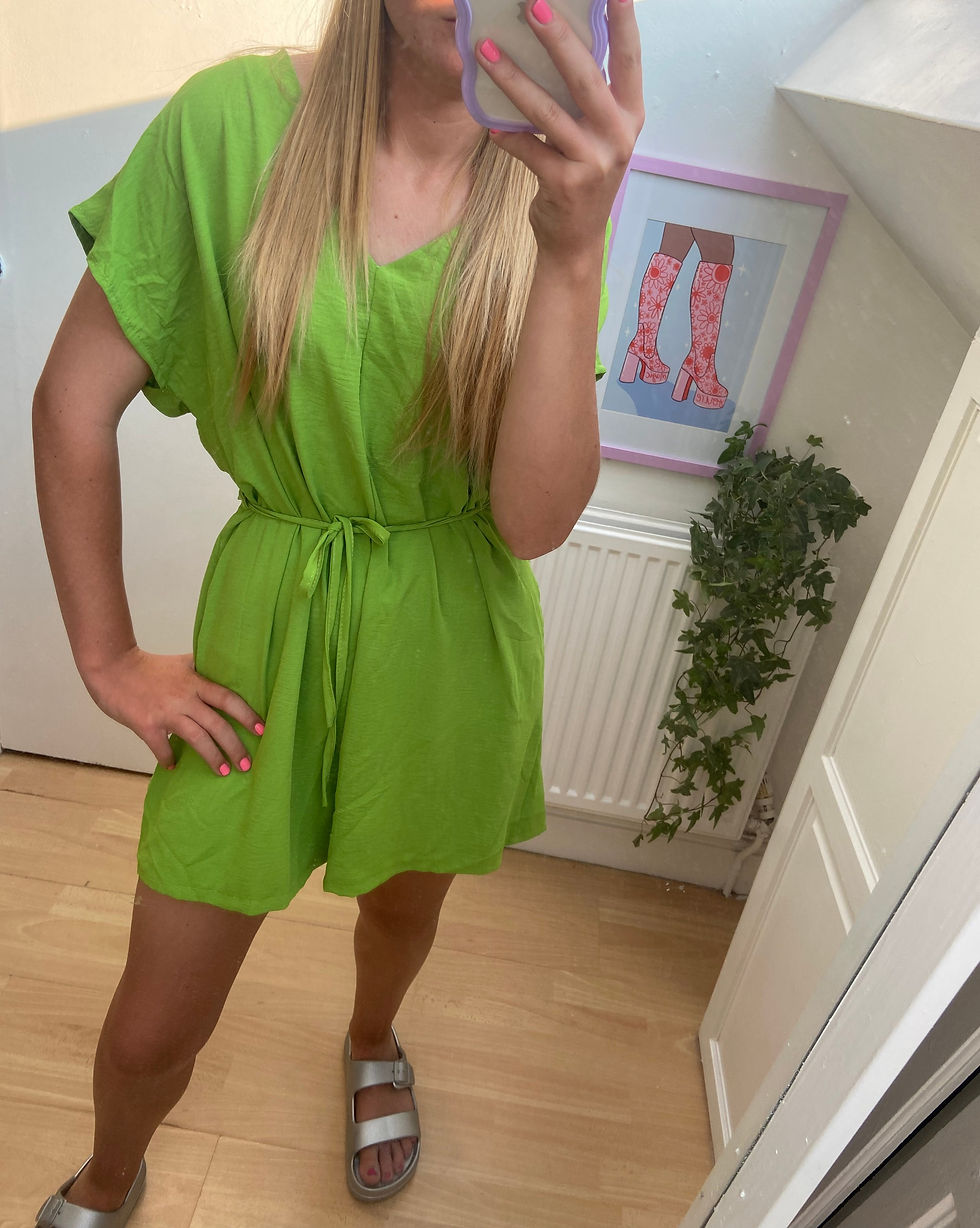 Thumbnail: Basic Green V Neck Tie Playsuit