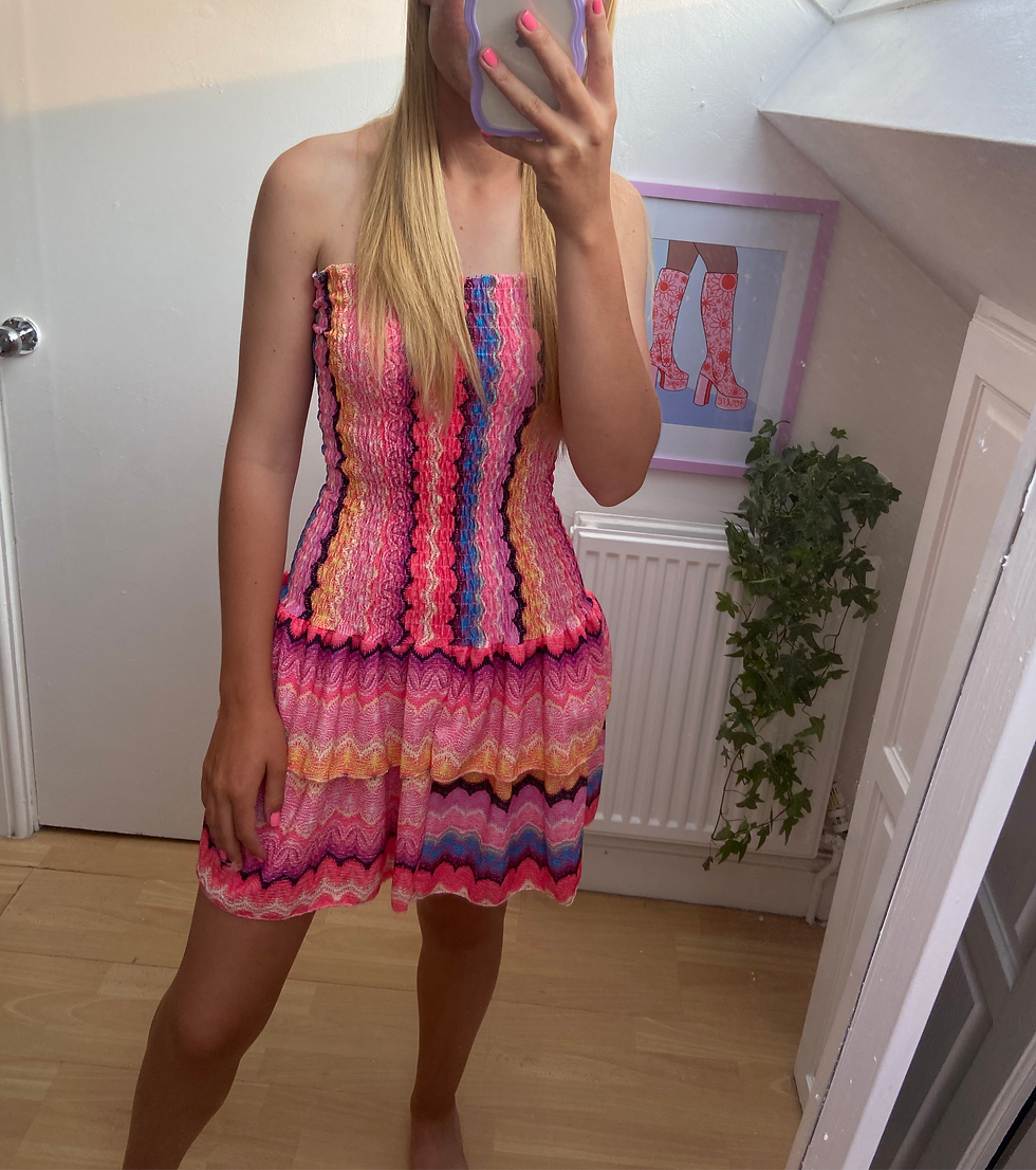 Thumbnail: Pink Missy Bandeau Frill Dress
