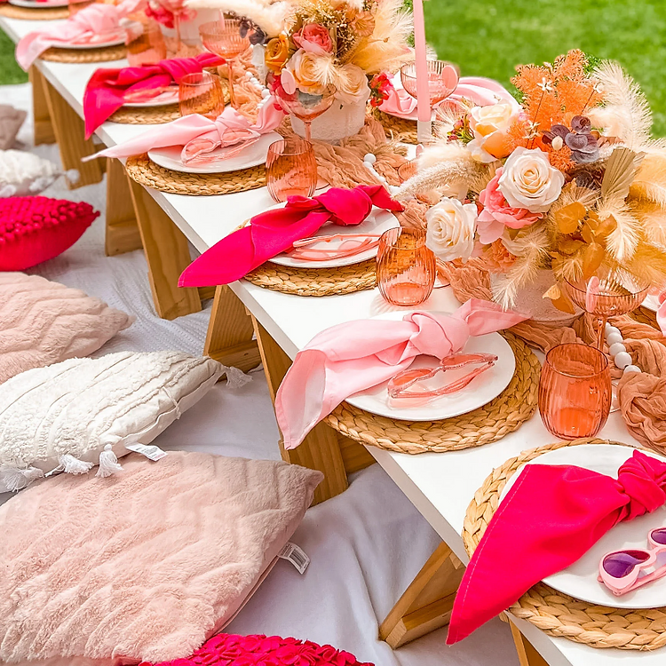 Pink picnic setup romantic