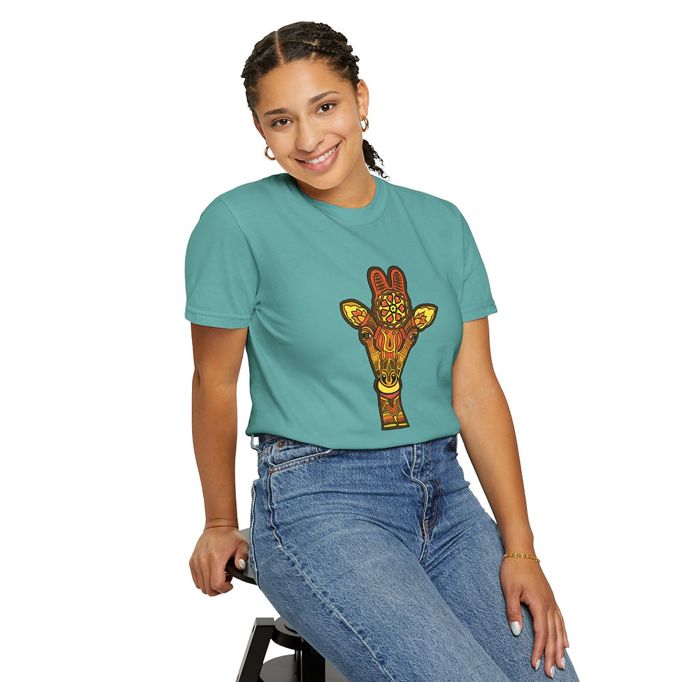 Thumbnail: Bohemian Giraffe Tee: Indigenous Art Style, Soft Cotton Tee