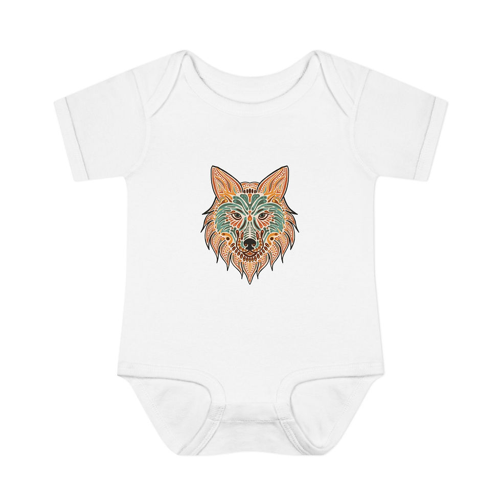 Thumbnail: Infant Bodysuit — Colorful Wolf Graphic Baby Onesie