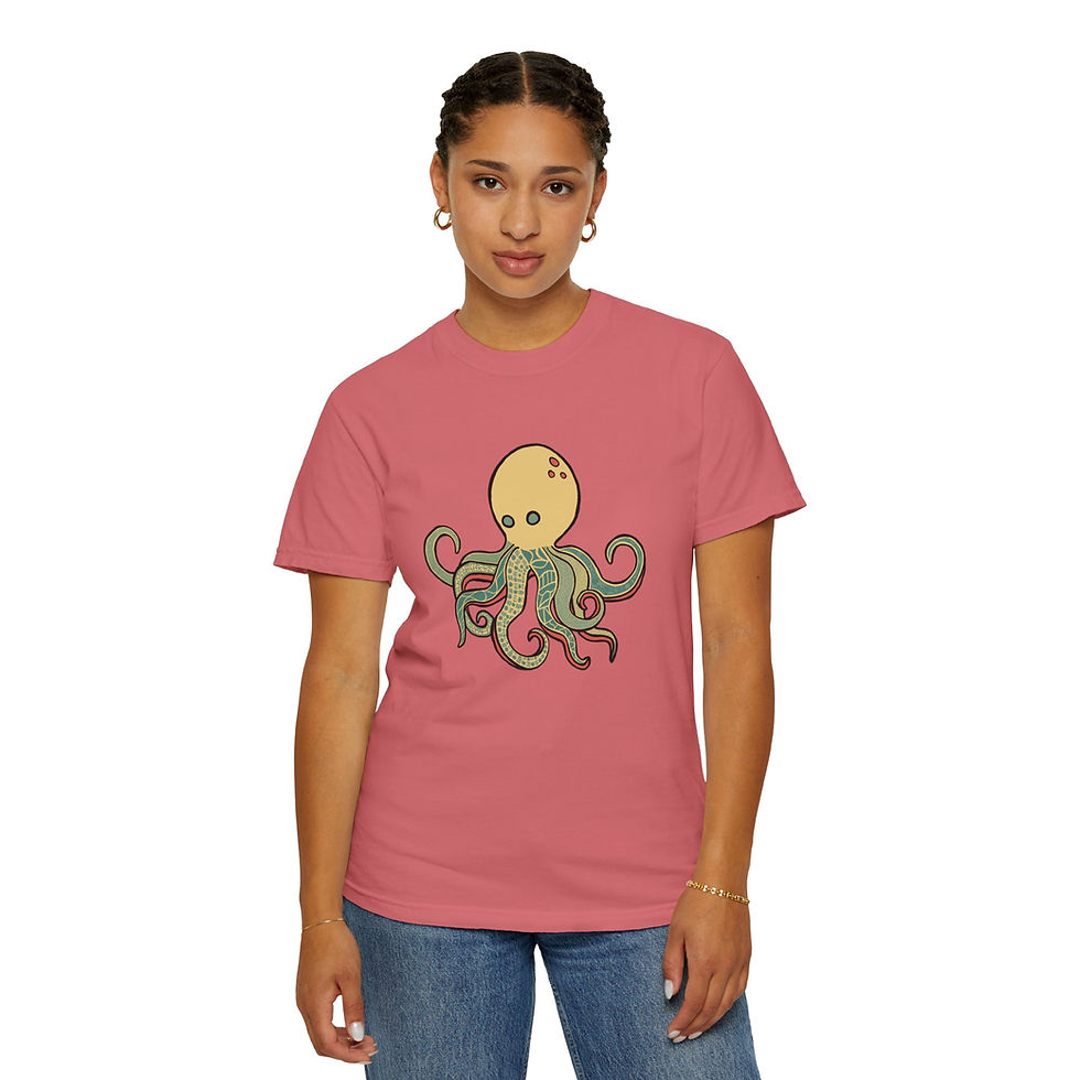 Thumbnail: Artsy Octopus Illustration Tee: Soft Cotton Tee