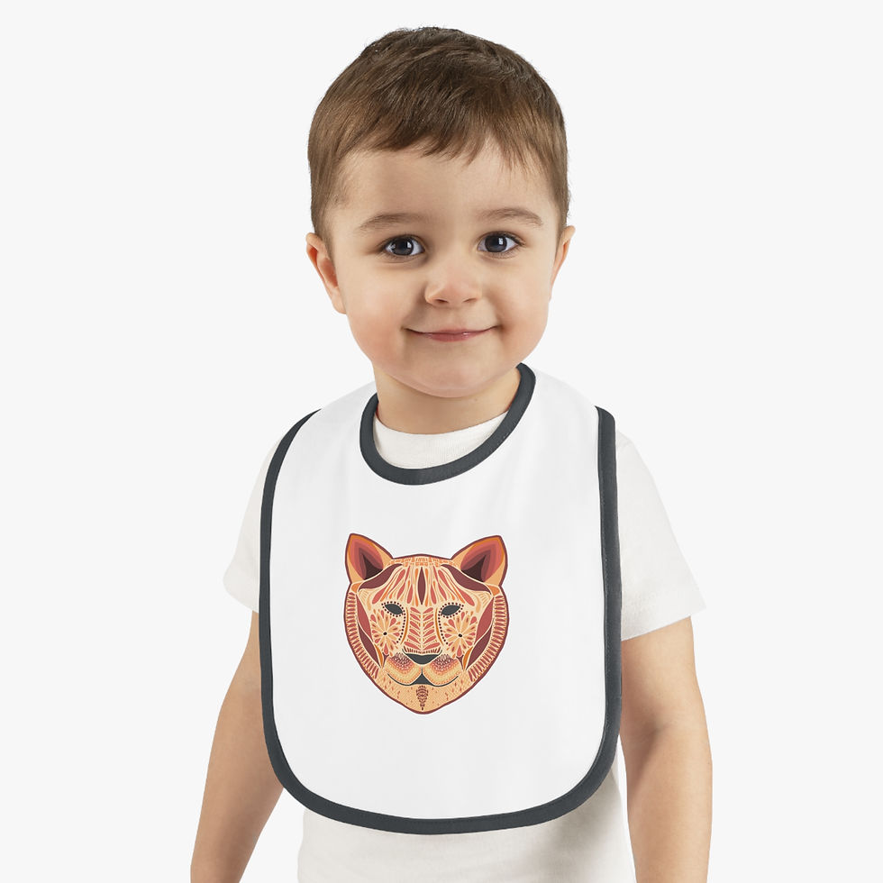 Illustrated Tiger Baby Bib — Contrast Trim Jersey Bib