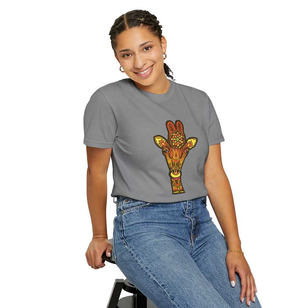 Thumbnail: Bohemian Giraffe Tee: Indigenous Art Style, Soft Cotton Tee