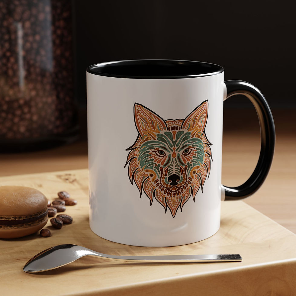 Thumbnail: Modern Folk Art Wolf Coffee Mug