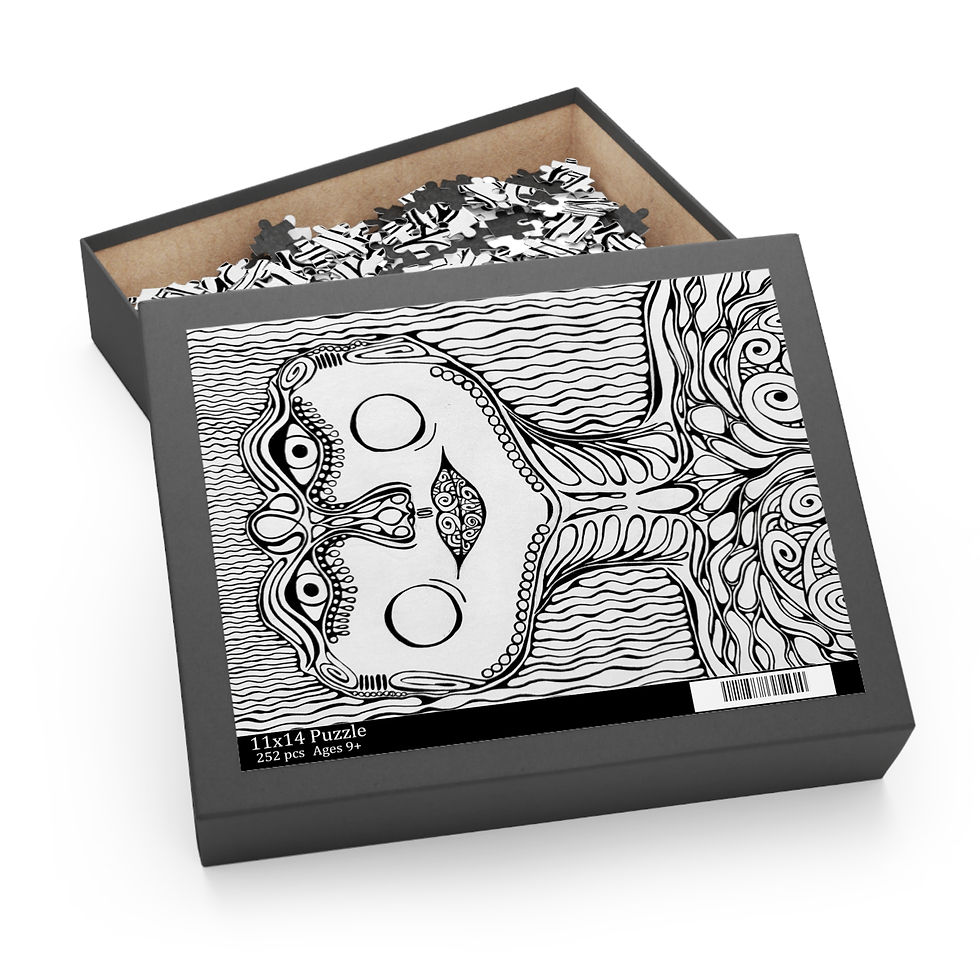 Thumbnail: Mystical Line Art Puzzle — Black & White Surreal Face (252/500 pc)
