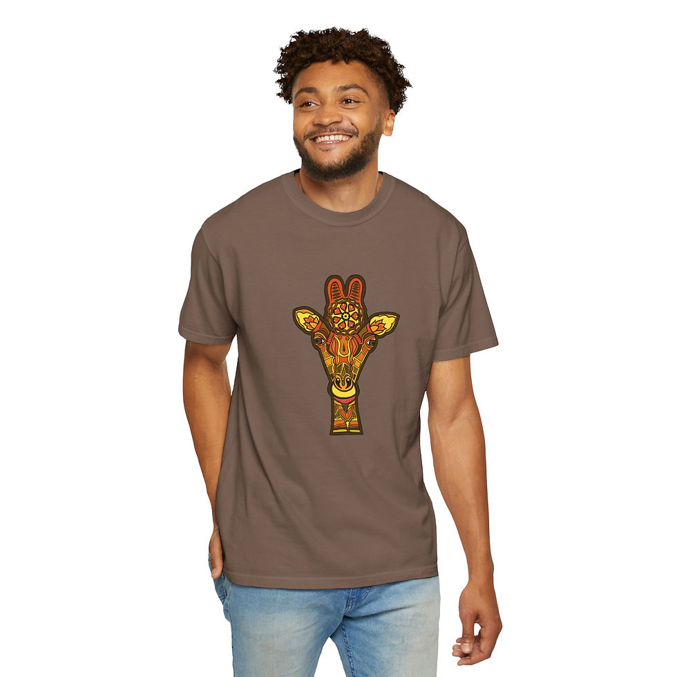 Thumbnail: Bohemian Giraffe Tee: Indigenous Art Style, Soft Cotton Tee