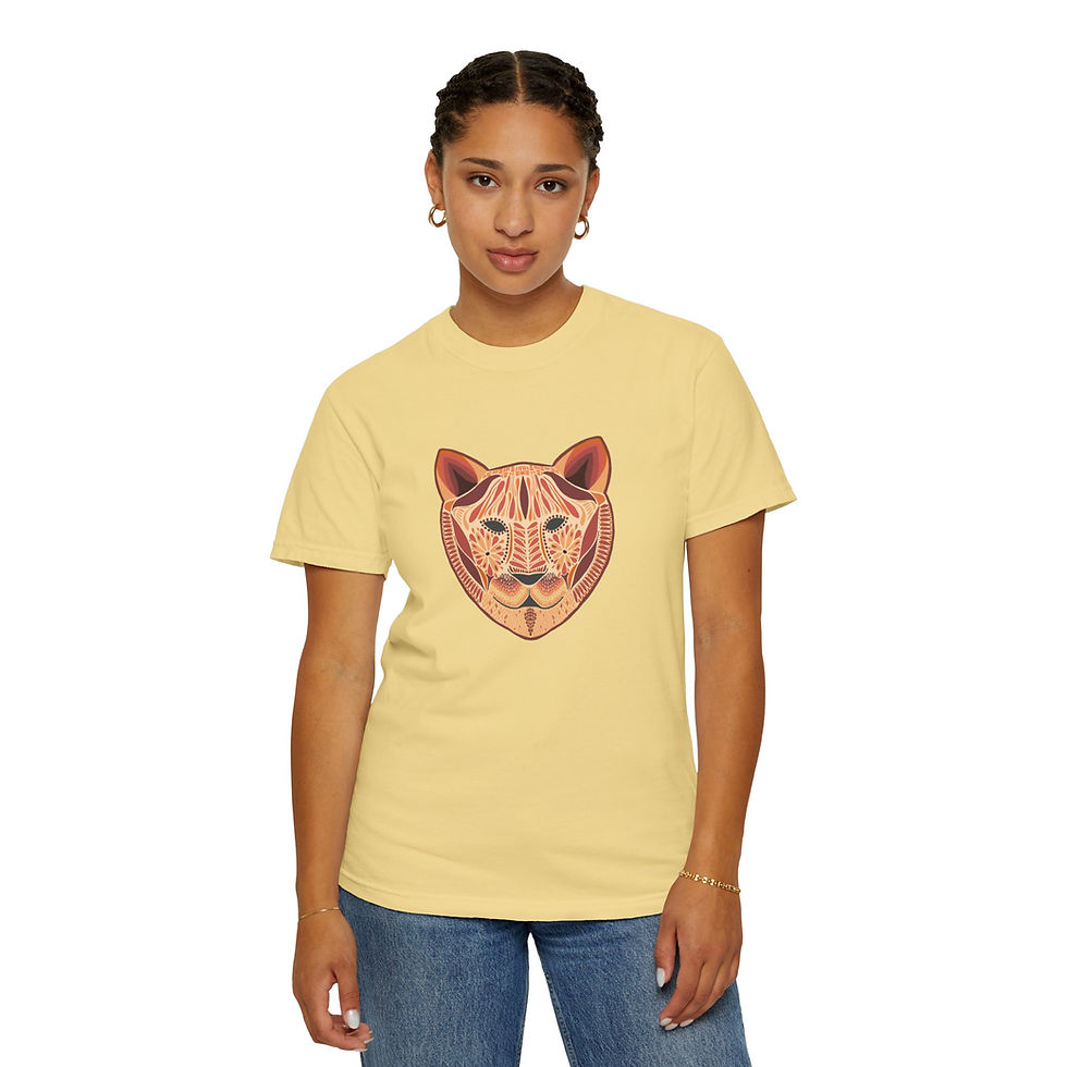 Thumbnail: Garment-Dyed Comfort Colors T-Shirt: Folk Art Tiger Design