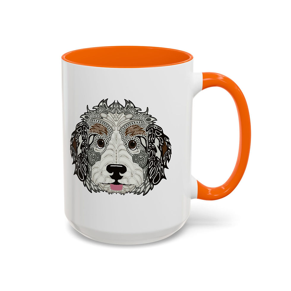 Thumbnail: Modern Folk Art Puppy Coffee Mug (Bernedoodle)