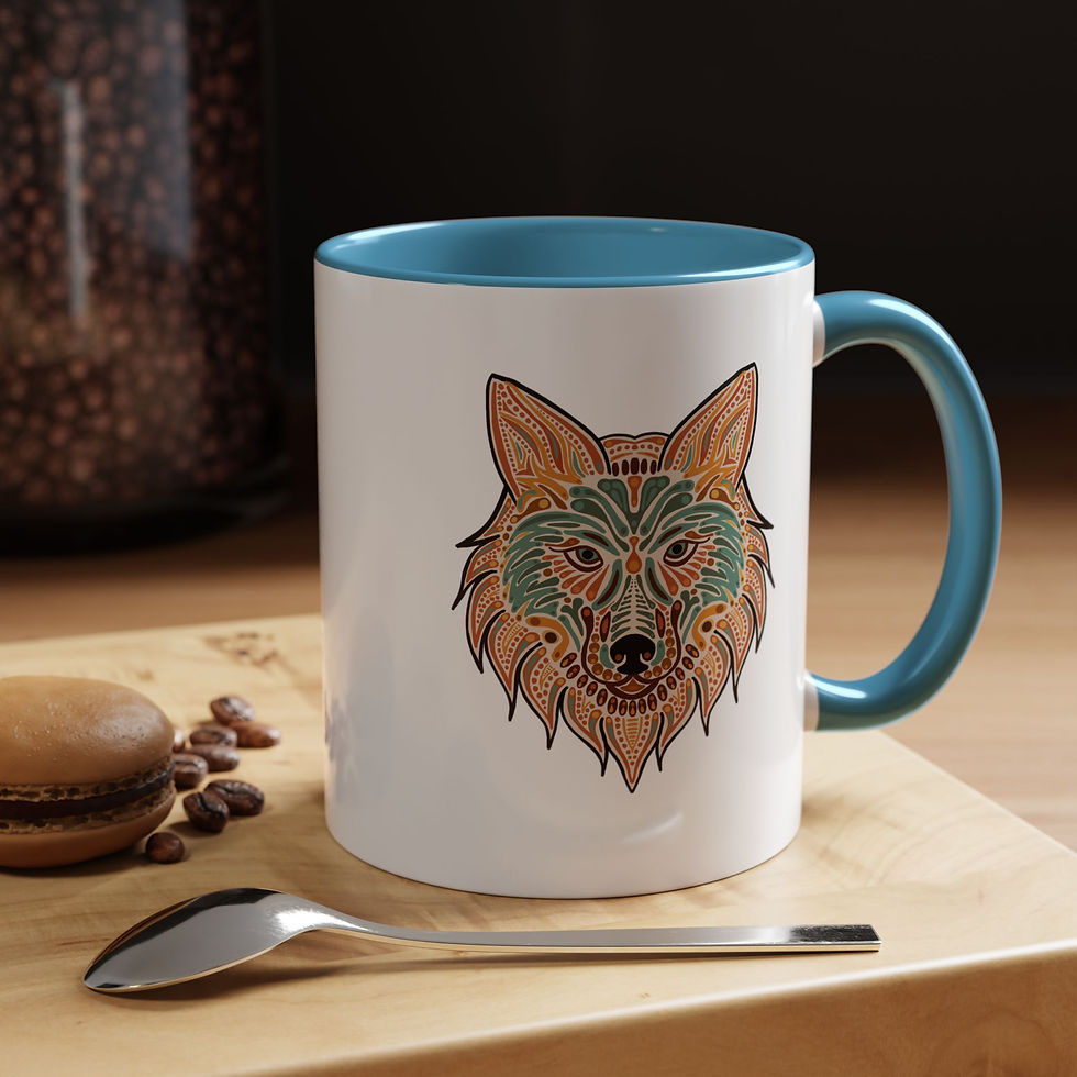 Thumbnail: Modern Folk Art Wolf Coffee Mug