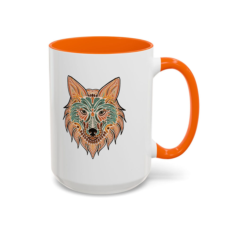 Thumbnail: Modern Folk Art Wolf Coffee Mug