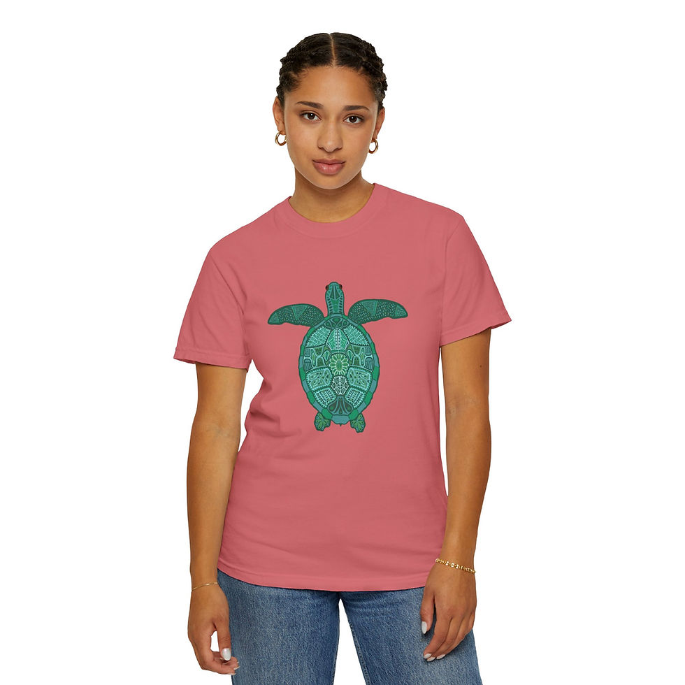 Thumbnail: Zen Sea Turtle Tee: Indigenous Art Style, Soft Cotton Tee