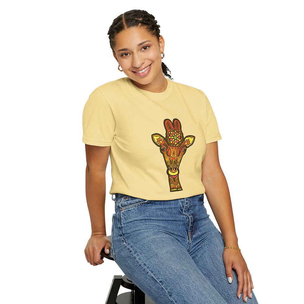 Thumbnail: Bohemian Giraffe Tee: Indigenous Art Style, Soft Cotton Tee