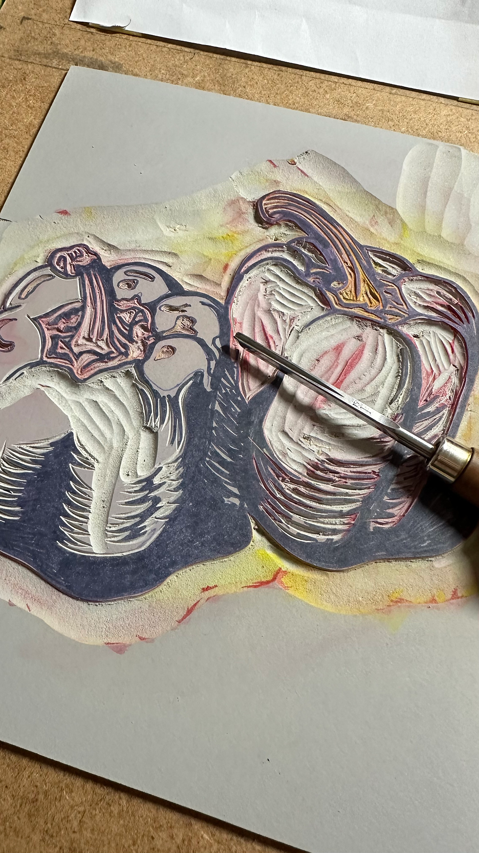 Thumbnail: Peppers Linocut Print