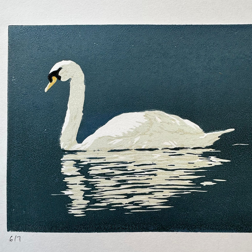 Thumbnail: "Quiet Motion" Linocut print