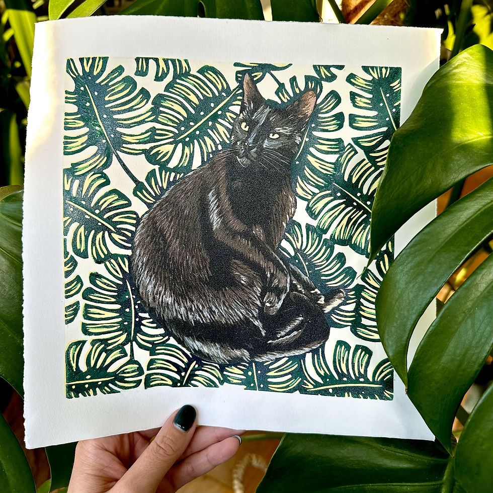 Thumbnail: 'Leafy Lounger' Linocut Print