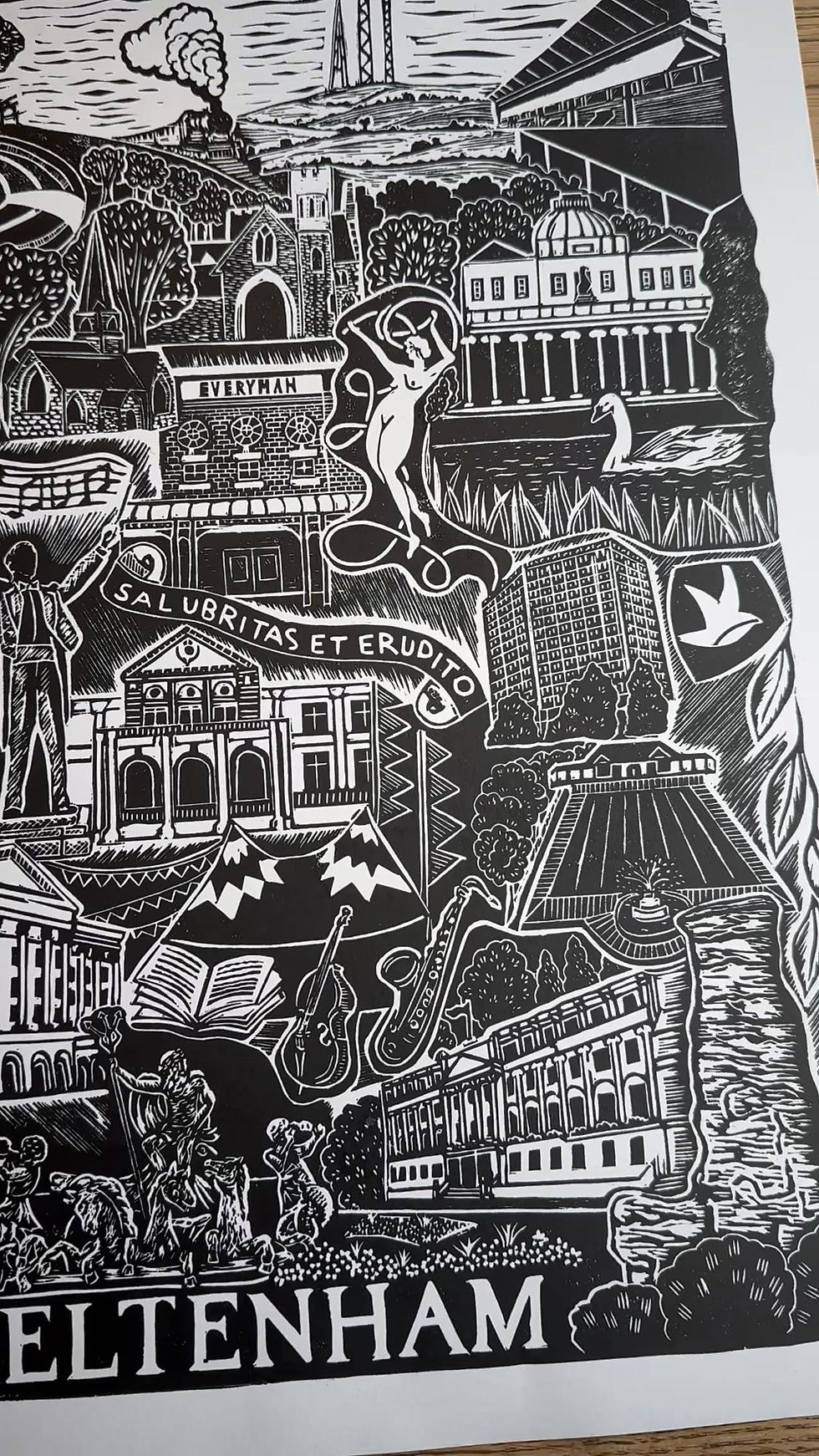 Thumbnail: Cheltenham Linocut print