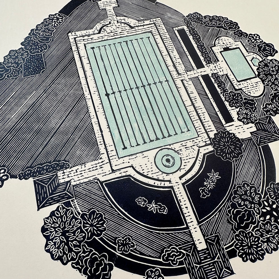 Thumbnail: The Lido linocut print