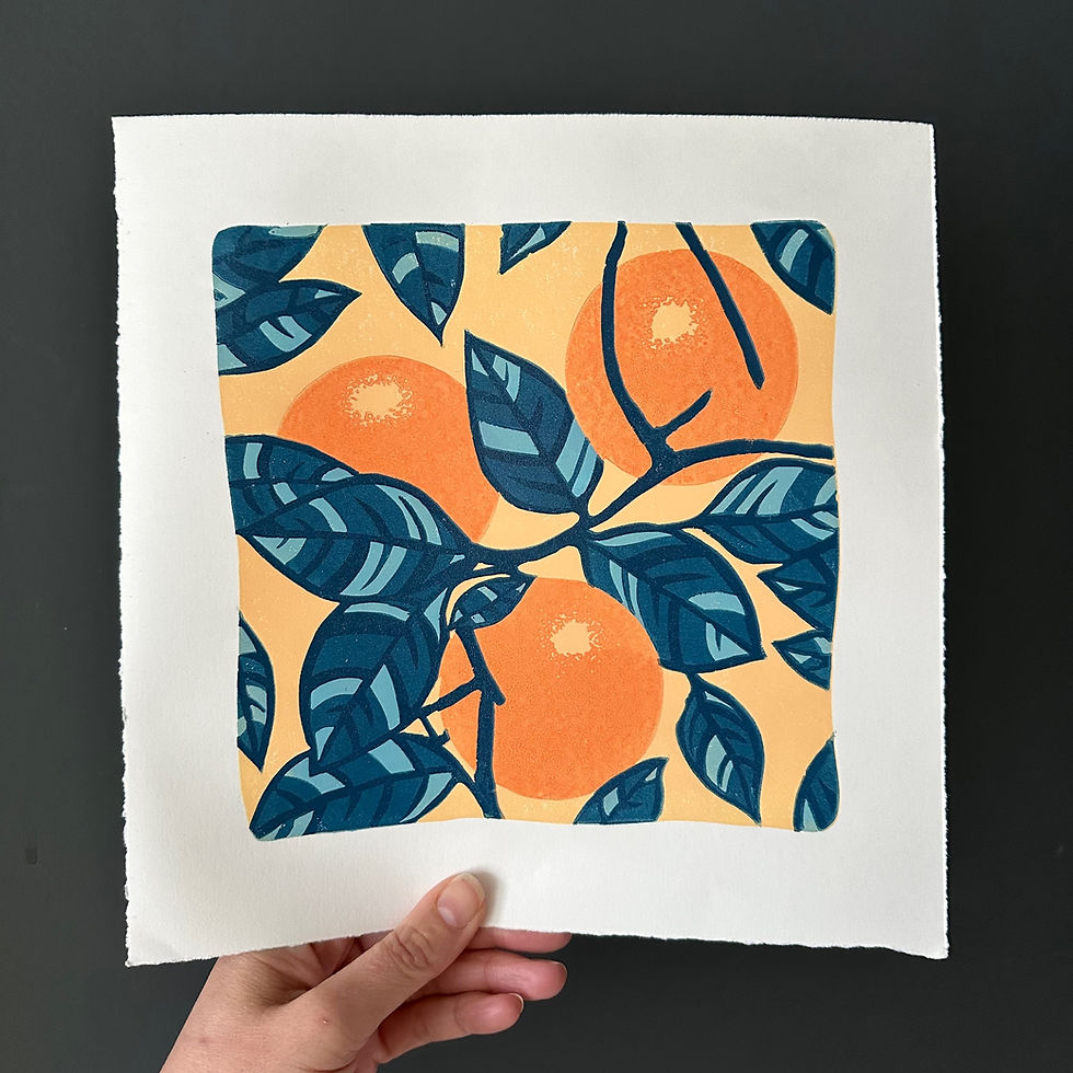 Thumbnail: Oranges Linocut Print