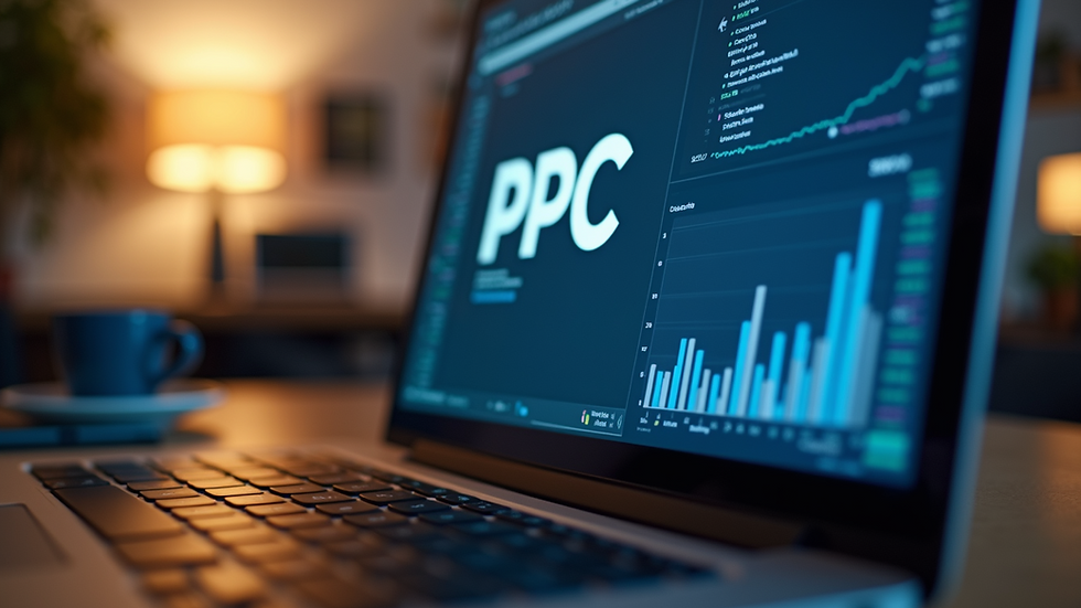 Eye-level view of a computer screen displaying PPC campaign data
