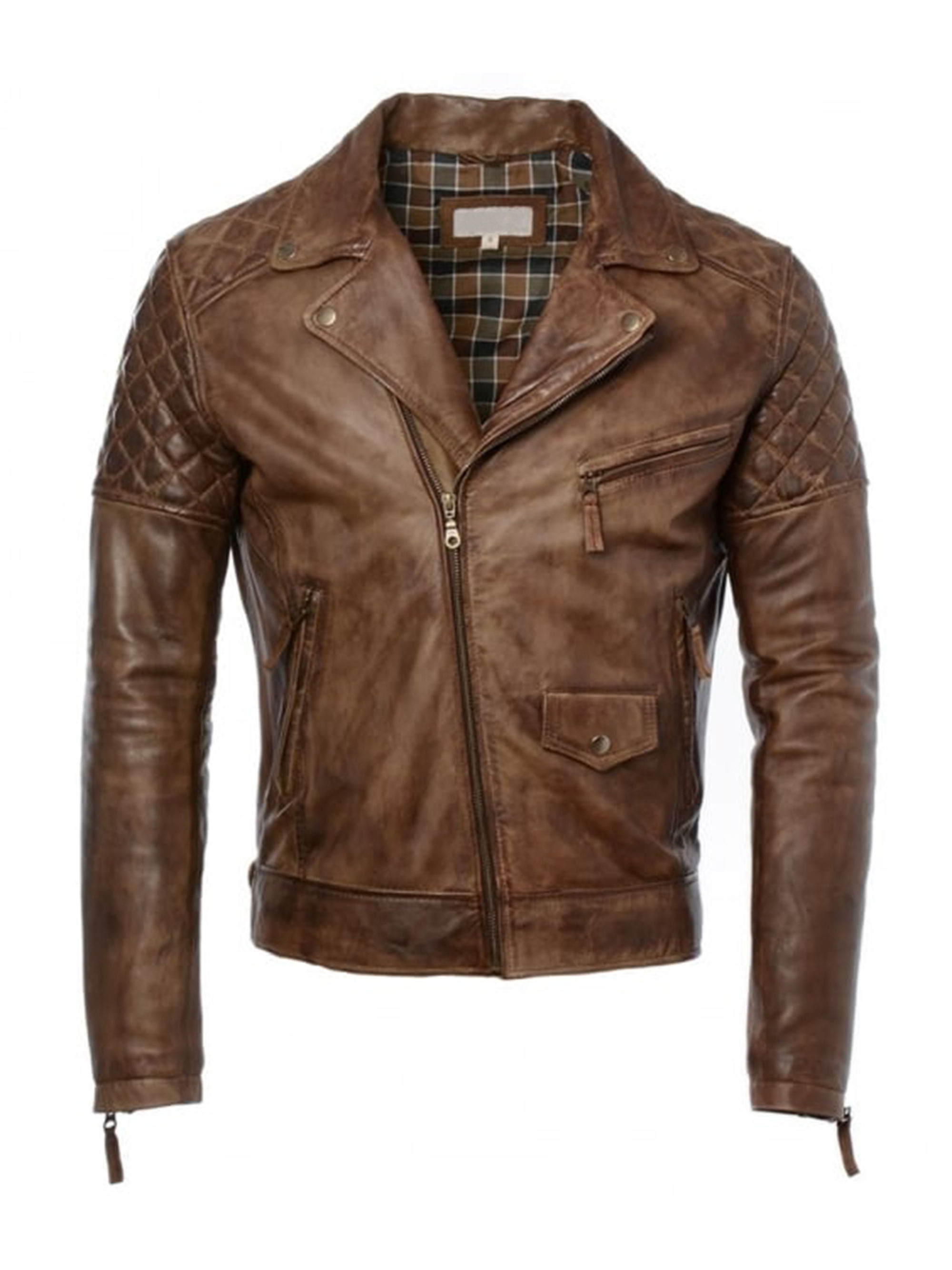 brown leather biker leather jacket