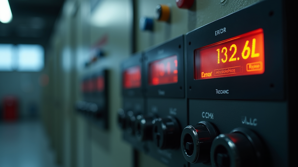 Close-up view of HVAC control panel showing error codes during emergency repair
