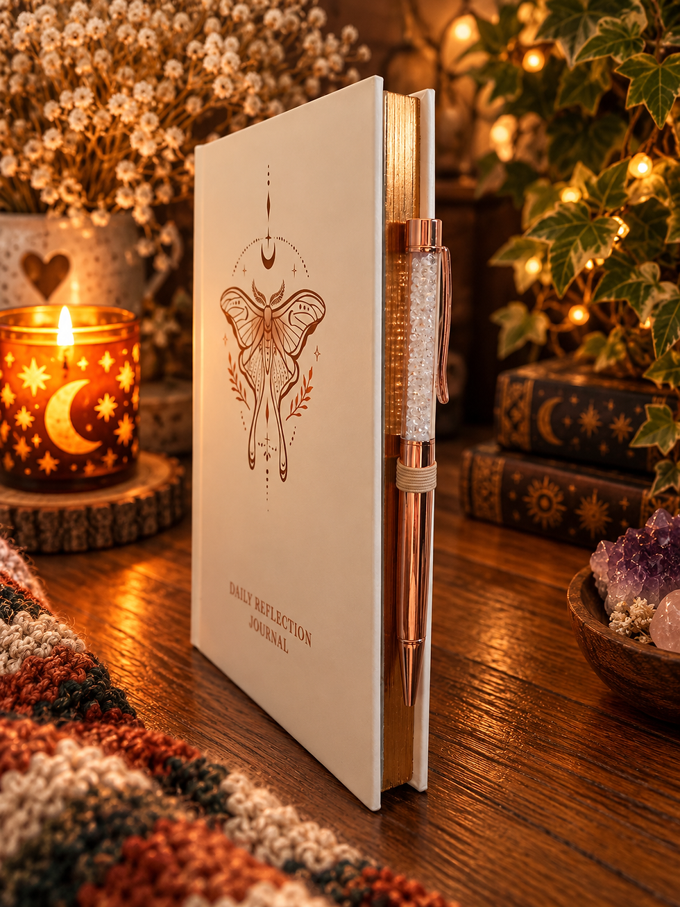 Thumbnail: Luna Moth Daily Reflection Journal with Clear Quartz Pen