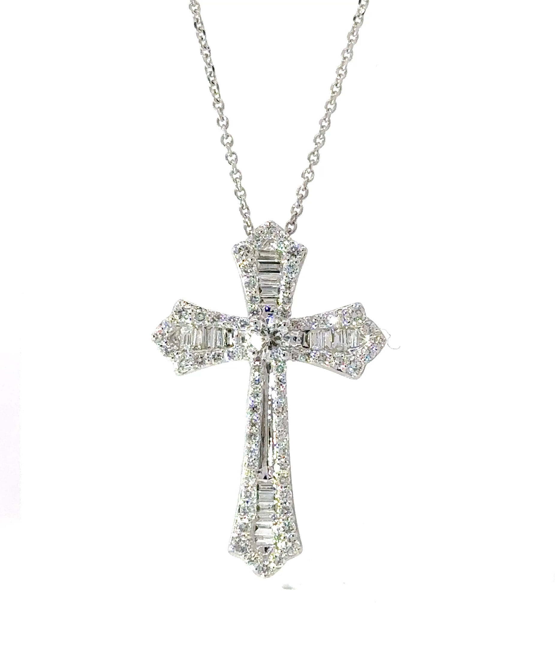 14K 0.80CT White Gold Cross Pendant