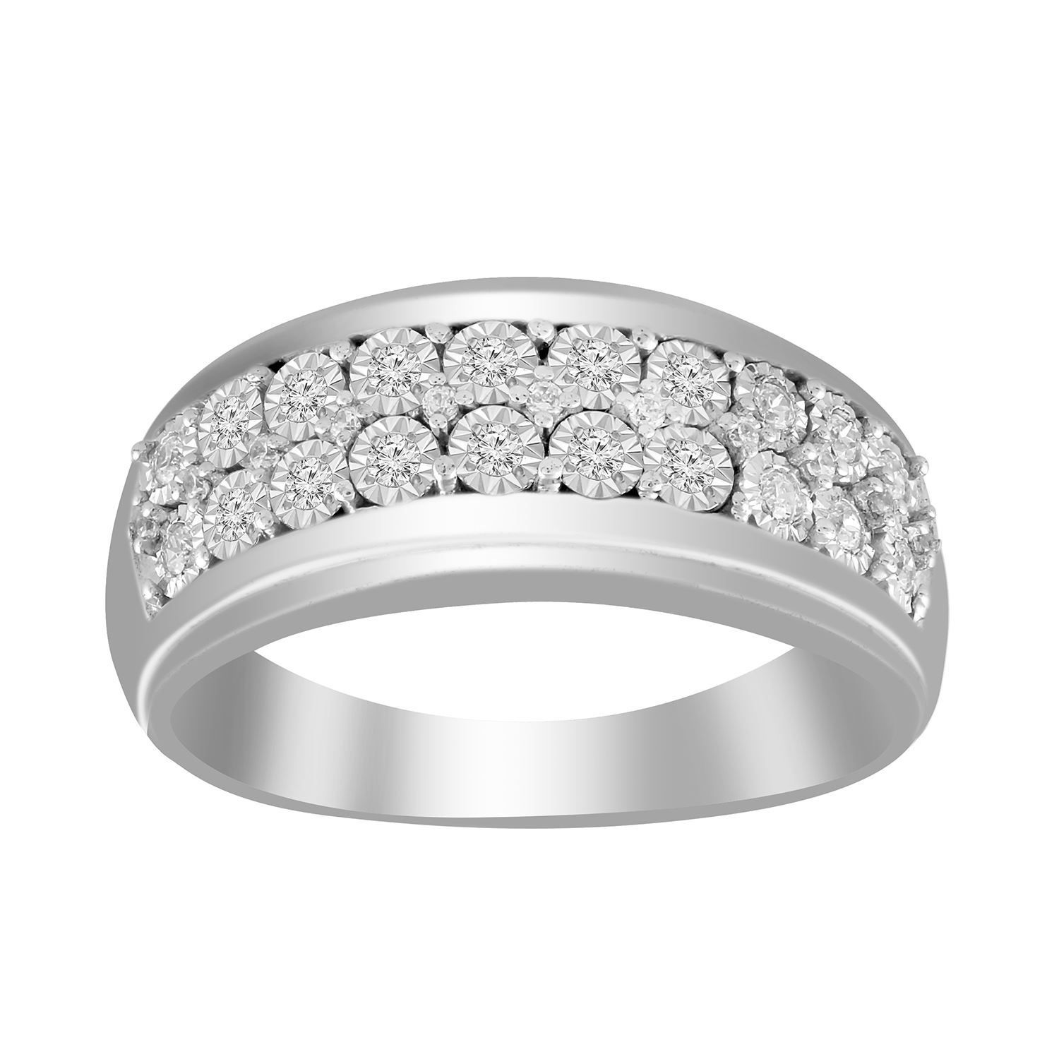 LADIES BAND 1/5 CT ROUND DIAMOND 10K WHITE GOLD