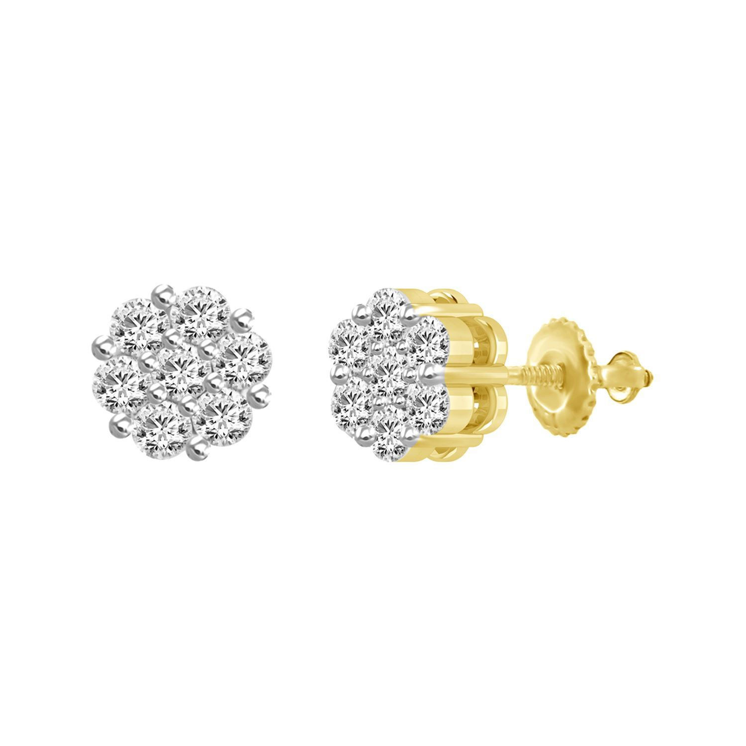 LADIES EARRING 1/3 CT ROUND DIAMOND 14K YELLOW GOLD