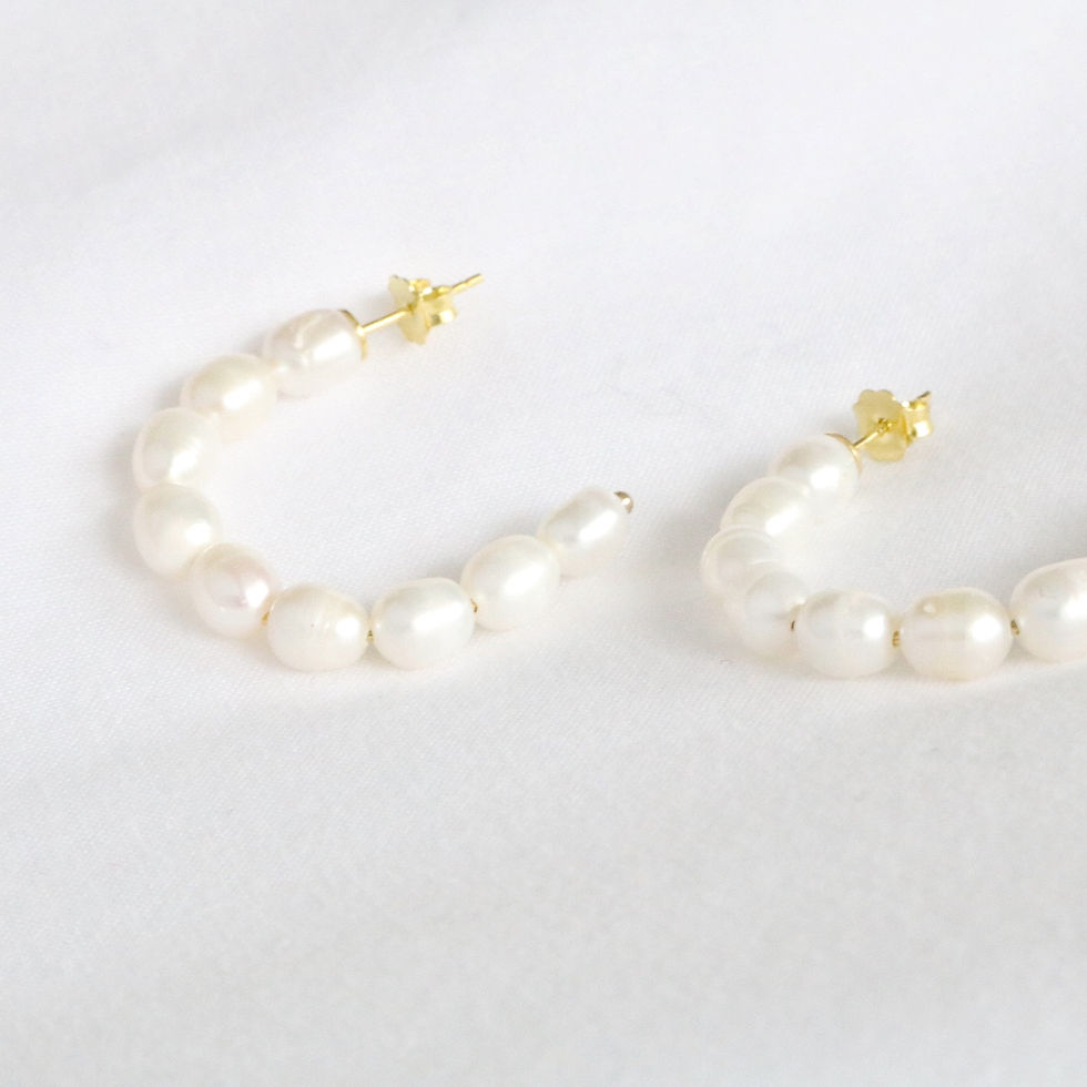 Thumbnail: Pearl Hoop Earrings