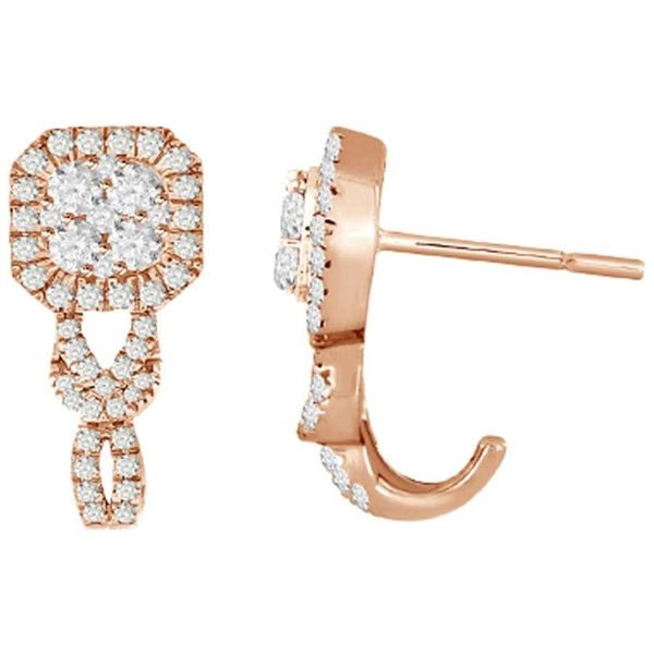 LADIES EARRING 3/4 CT ROUND DIAMOND 14K ROSE GOLD