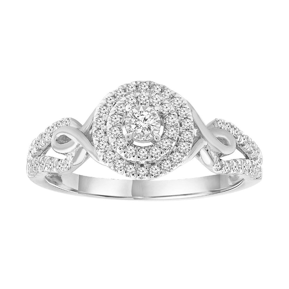LADIES RING 1/3 CT ROUND DIAMOND 10K WHITE GOLD